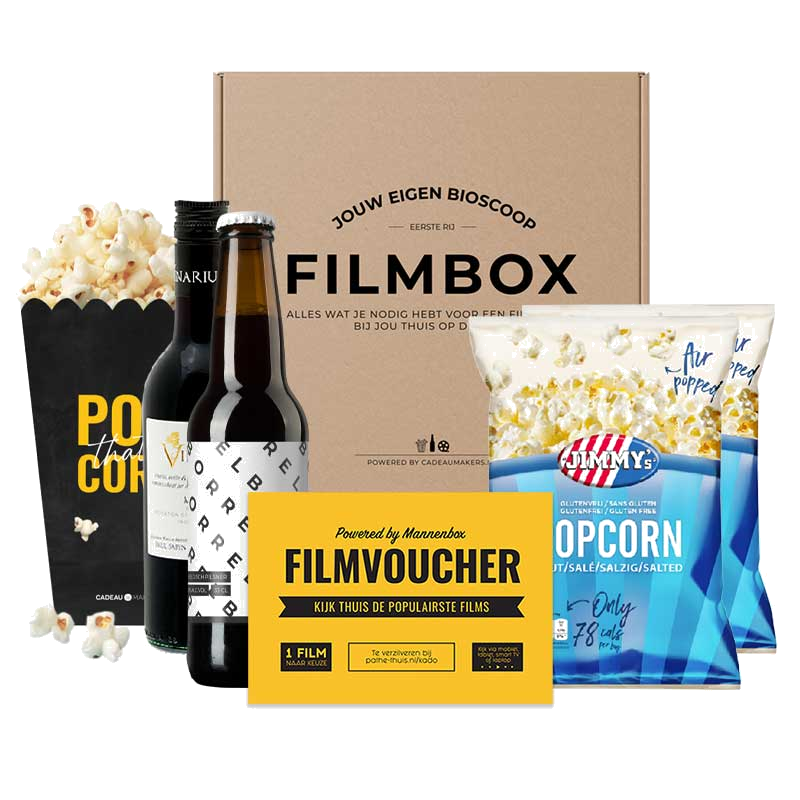Filmpakket | Zoute popcorn - 1x Bier en 1x Rode wijn