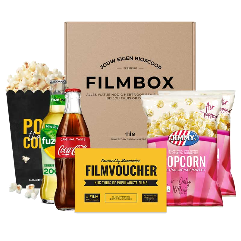 Filmpakket | Zoete popcorn - 1x Cola en 1x Fuze tea (Alcoholvrij)