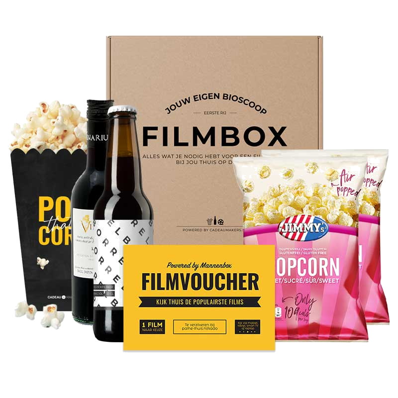Filmpakket | Zoete popcorn - 1x Bier en 1x Rode wijn