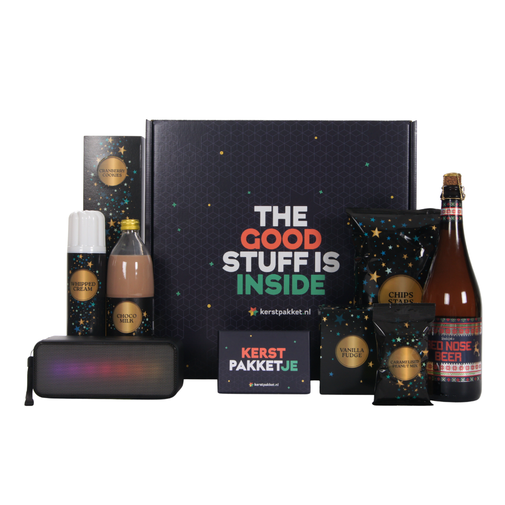 Red Nose wijn & Wish Upon a Star lekkernijen met Brainz speaker