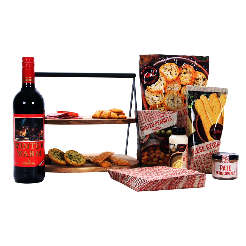 Winterwarm glühwein & acacia etagère kerstpakket