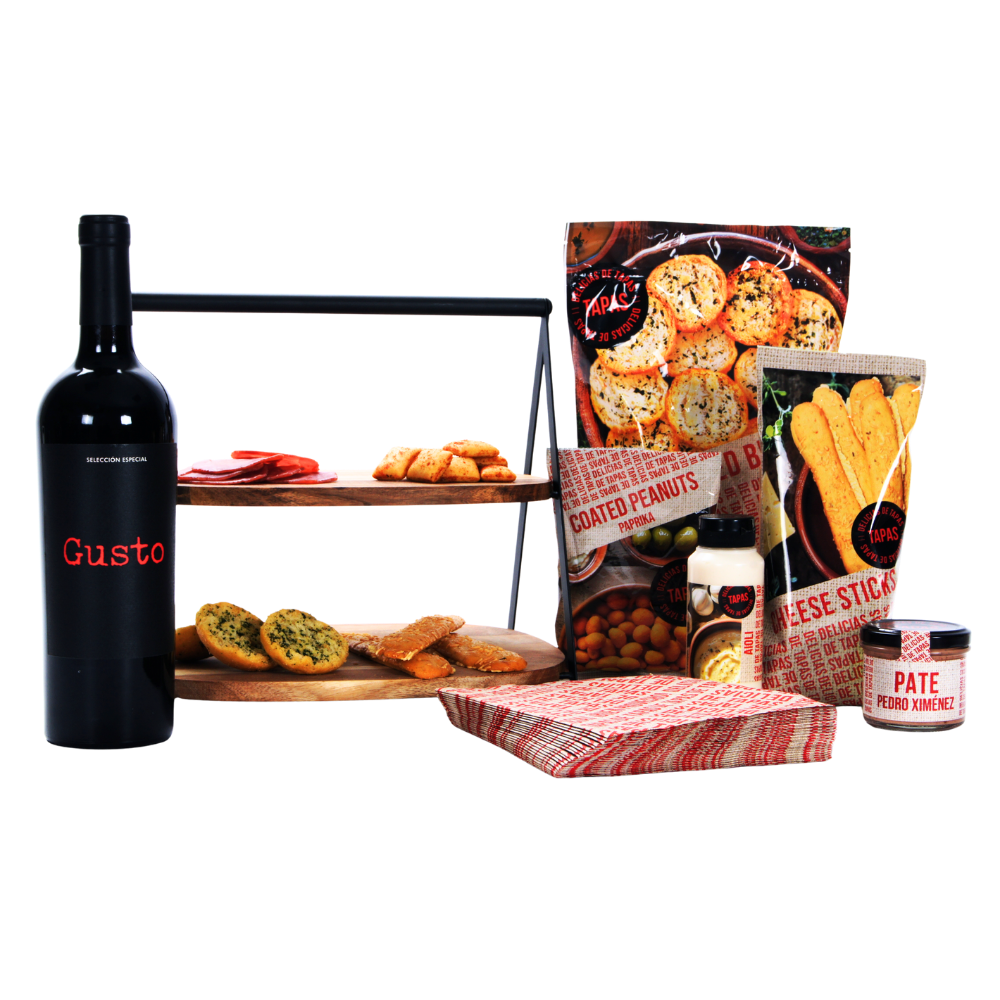 Gusto tinto & acacia etagère kerstpakket