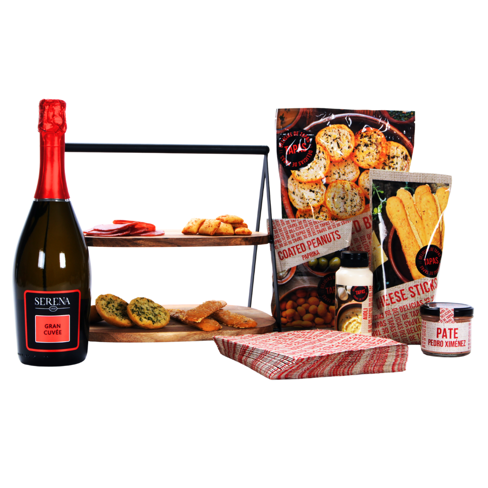 Prosecco spumante & acacia etagère kerstpakket