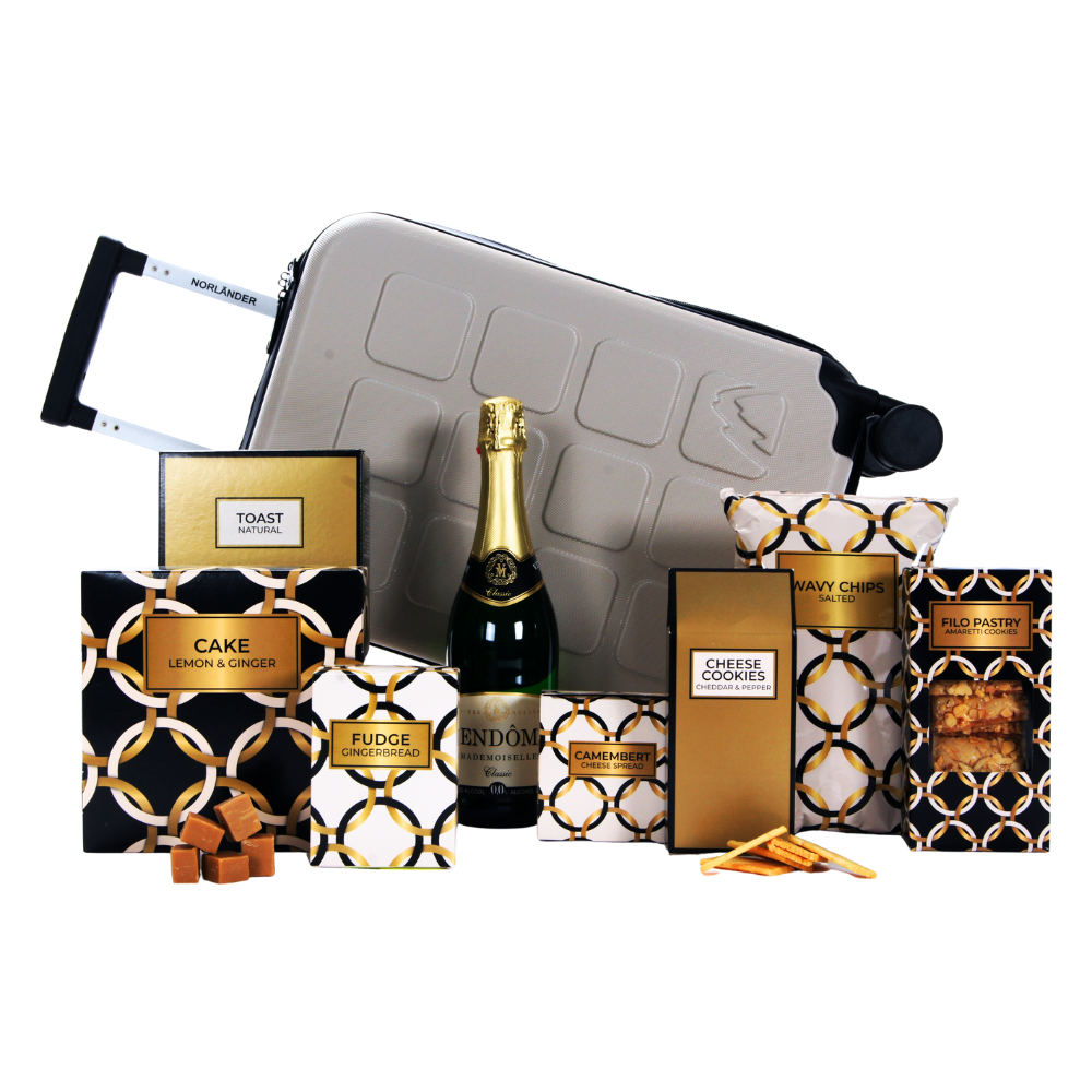 Vendôme alcoholvrij mousserend & opvouwbare trolley met luxe lekkernijen