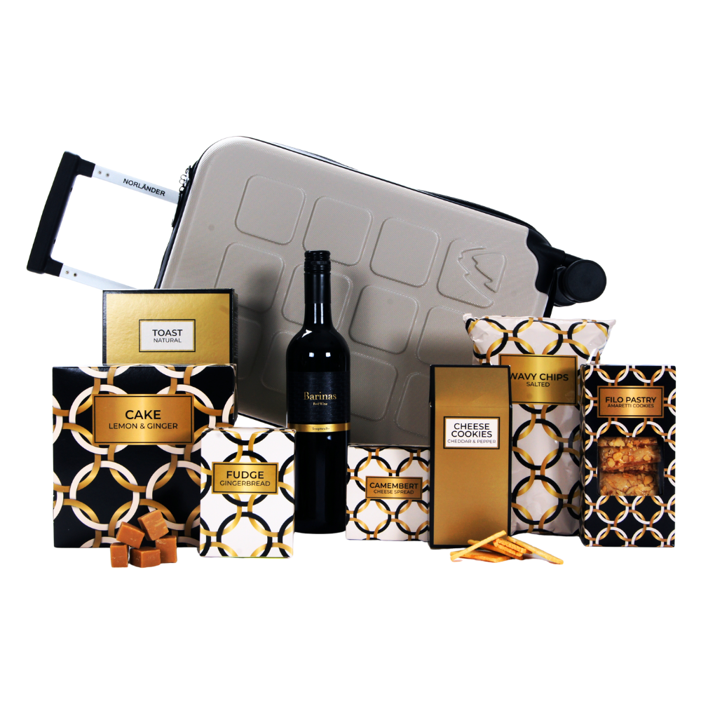 Tempranillo Tinto & opvouwbare trolley met luxe delicatessen