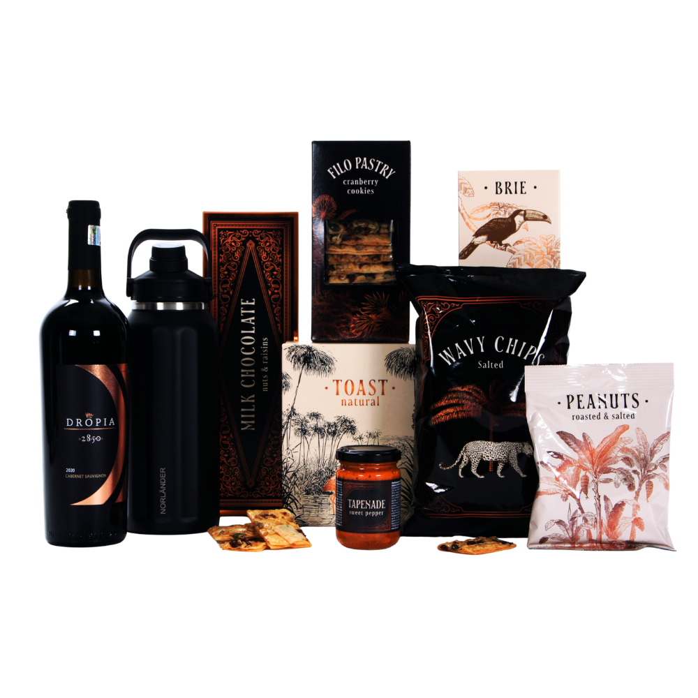 Cabernet Sauvignon & Luxe Delicatessen Kerstpakket met Thermofles
