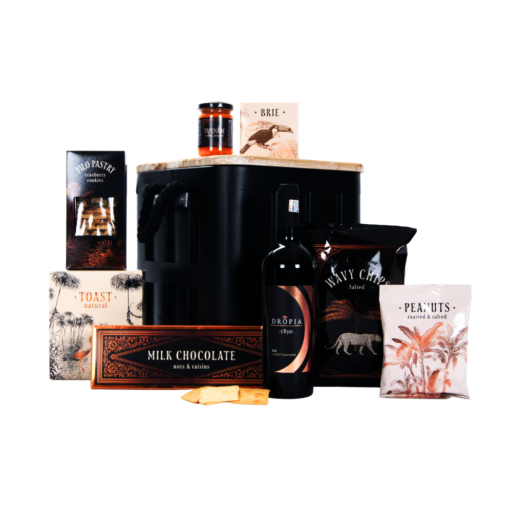 Cabernet Sauvignon Dropia & Jens Living opbergbox met luxe lekkernijen