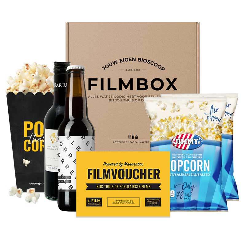 Filmpakket | Zoute popcorn - 1x Bier en 1x Rode wijn
