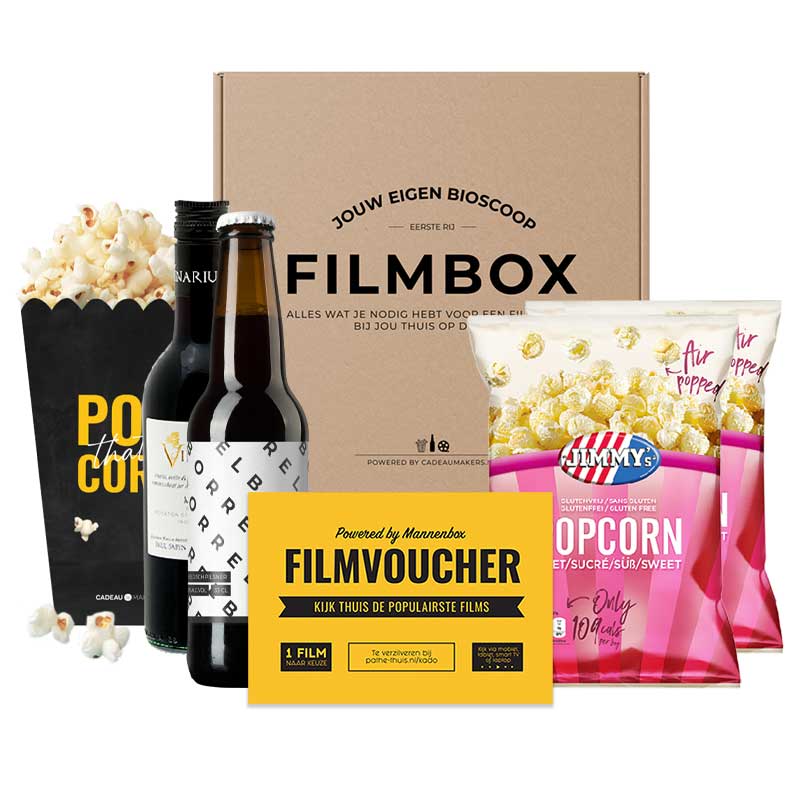Filmpakket | Zoete popcorn - 1x Bier en 1x Rode wijn