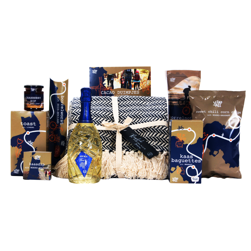 Astoria fano prosecco & blauw plaid borrelpakket