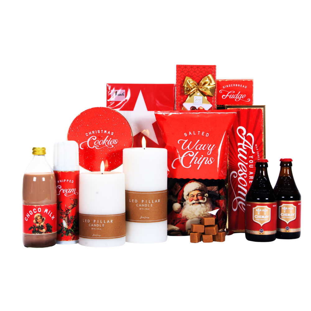 Chimay Rood & LED Kaarsen kerstpakket