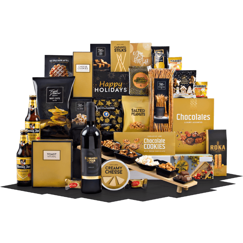 Borrelplank met Wijn & Kaas Kerstpakket Luxe