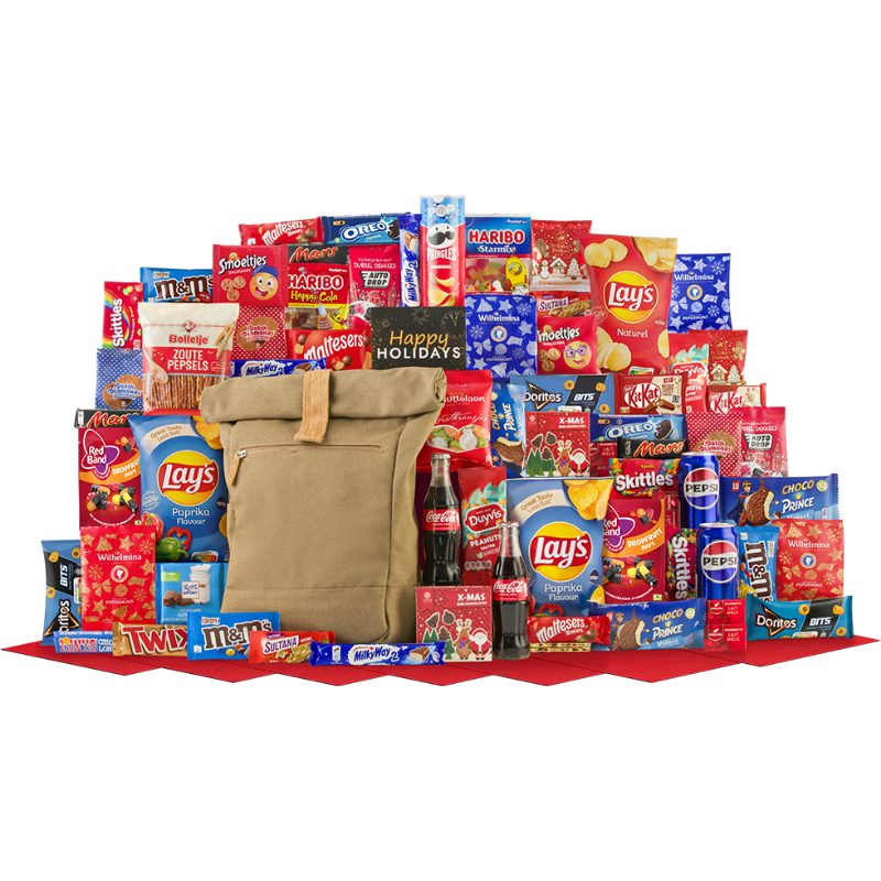 Roltop Rugzak & Mega Snoepbox XXL Kerstpakket